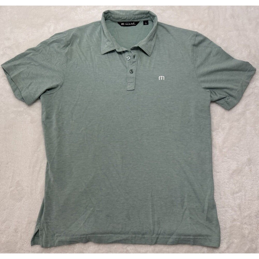 Travis Matthew Short Sleeve Polo Shirt Men Large Green Pima Cotton Polyester